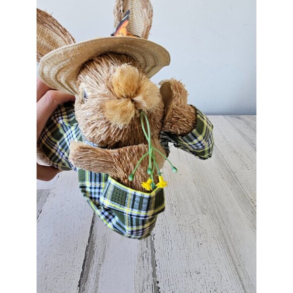 Vintage Pier 1 sisal bottle brush rabbit bunny Easter plaid spring decor butterf - Picture 8 of 9